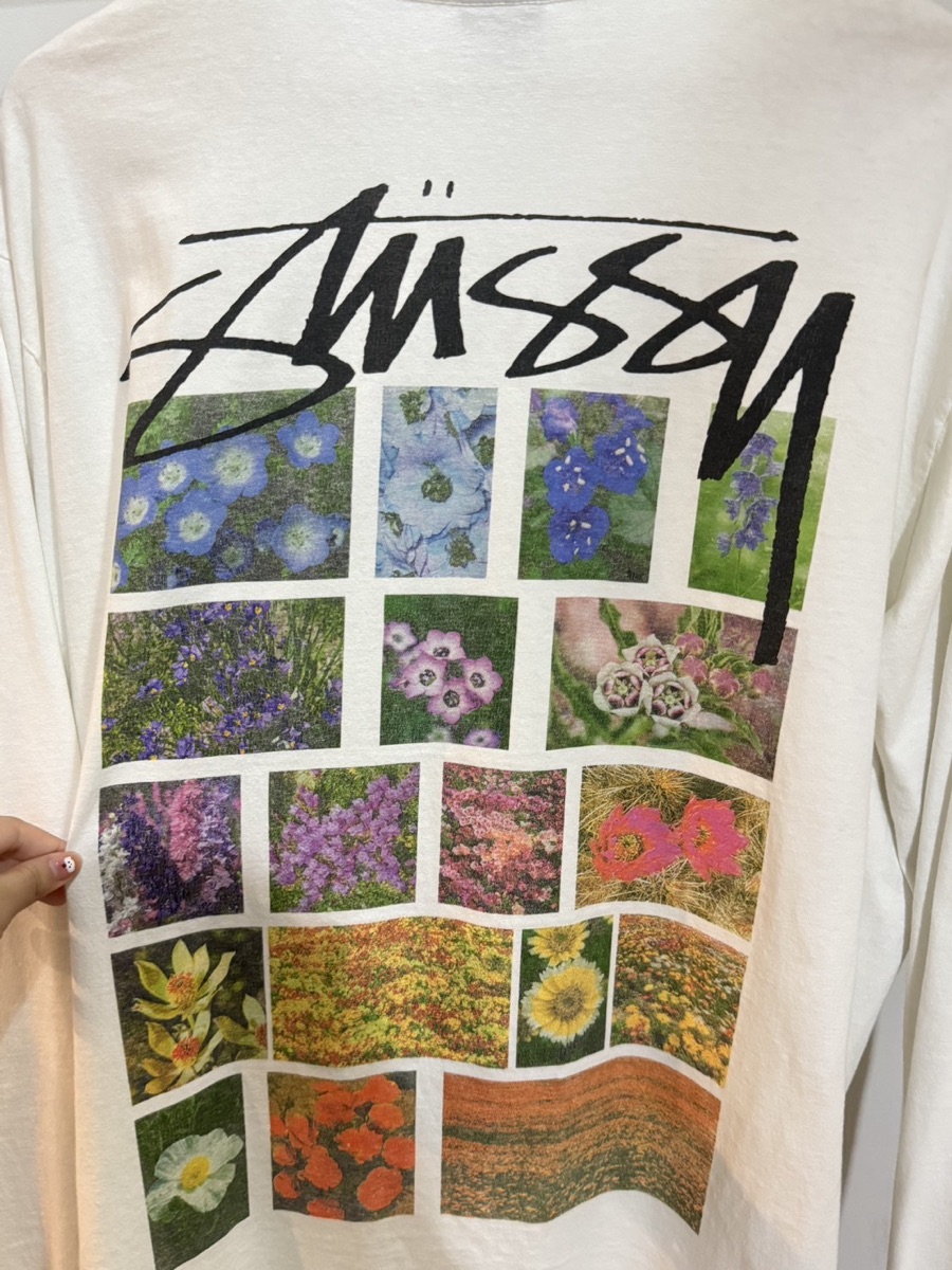 STUSSY Flower Grid Pigment Dyed Tシャツ XL Stussy Flower Grid Pigment Dyed Black Tee | Senikersku